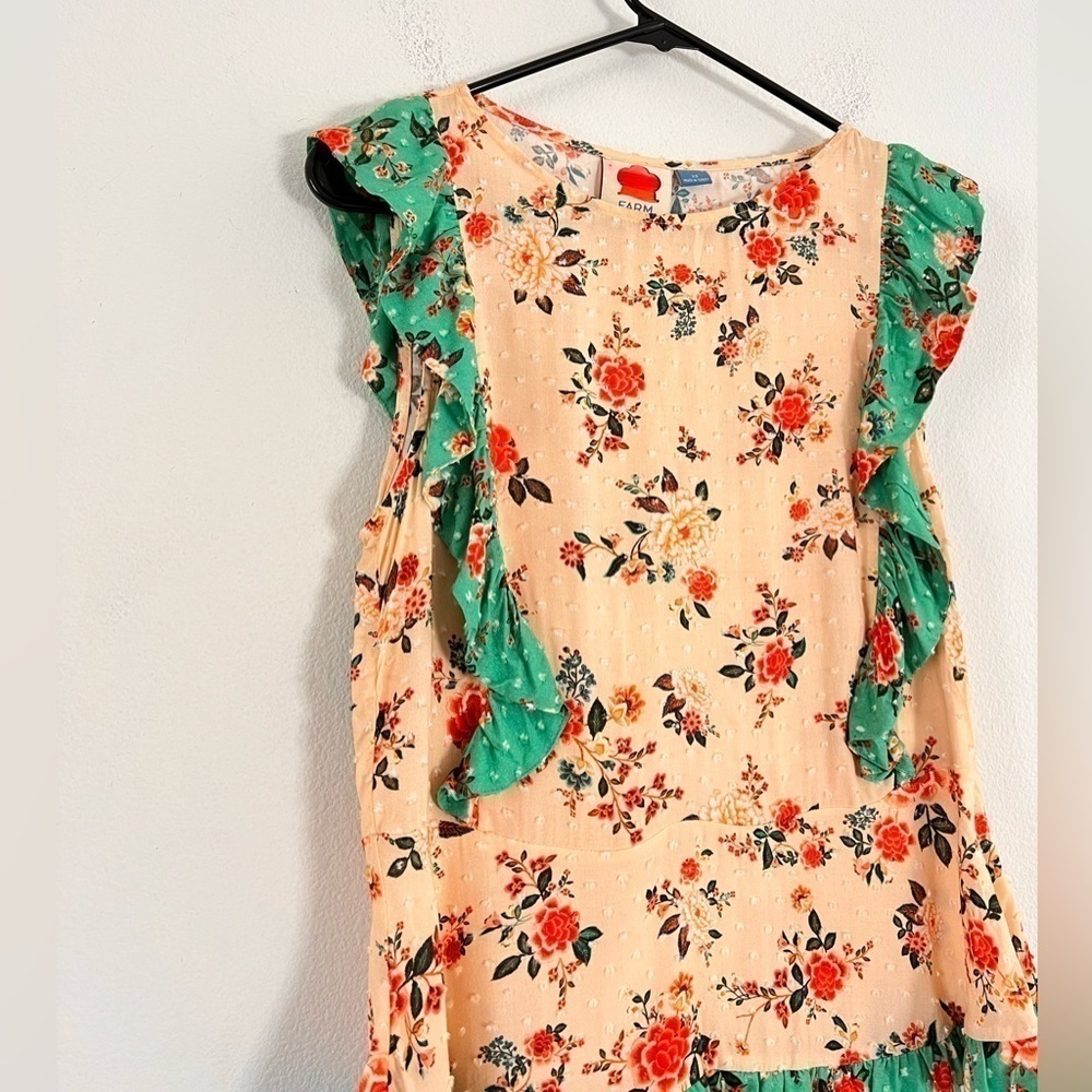 FARM Rio Cream Floral Ruffle Top with Teal Trim - Picture 10 of 16